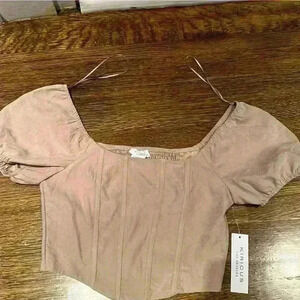 Kirious Corset Type Crop Top short Sleeve Rouched Back Size Large